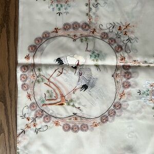 New 100% Silk Embroidered Crane
Tablecloth Set 72x108" 13 Pc